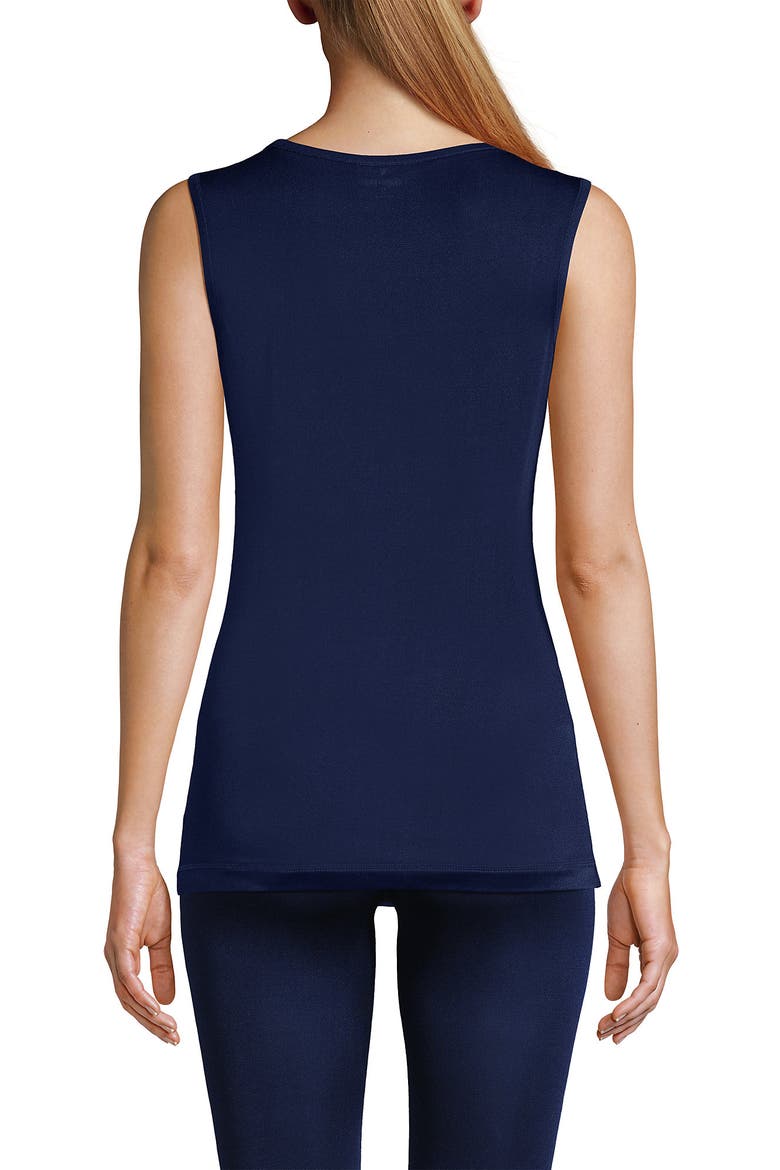 Petite Silk Interlock Thermal Long Underwear Base Layer Tank Top, Alternate, color, Deep Sea Navy