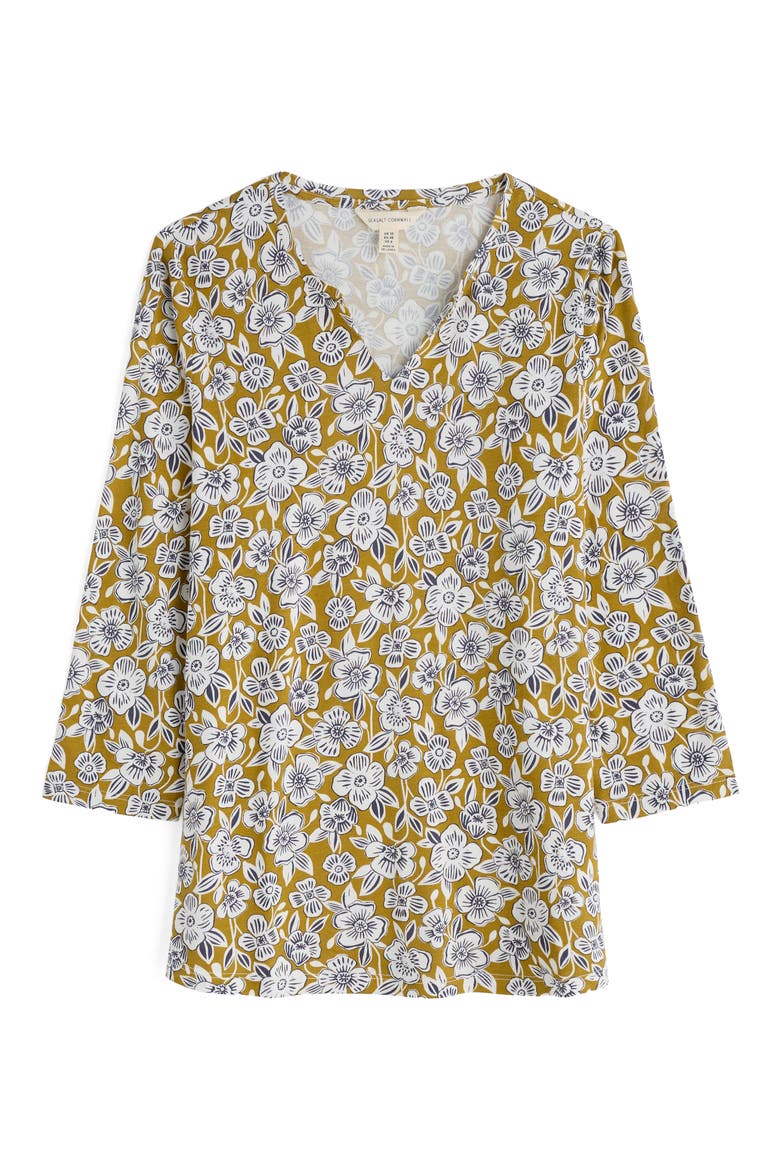 Kellow Print Three Quarter Sleeve Jersey Top, Alternate, color, FLORAL TUMBLE PEAR
