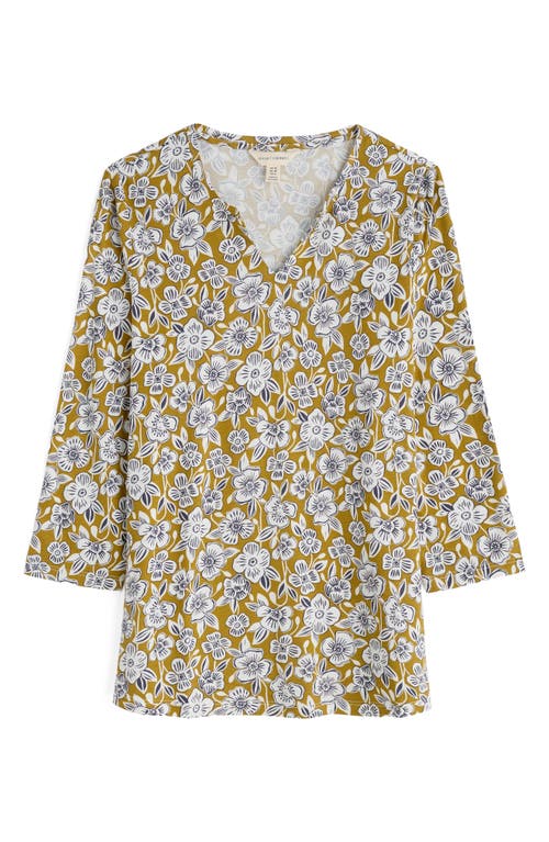 Seasalt Cornwall Kellow Print Three Quarter Sleeve Jersey Top In Yellow
