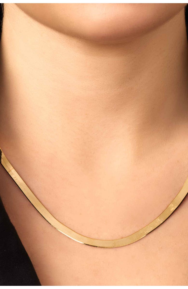 Oradina 14K Gold Park Avenue Statement Herringbone Chain, Alternate, color, Yellow Gold