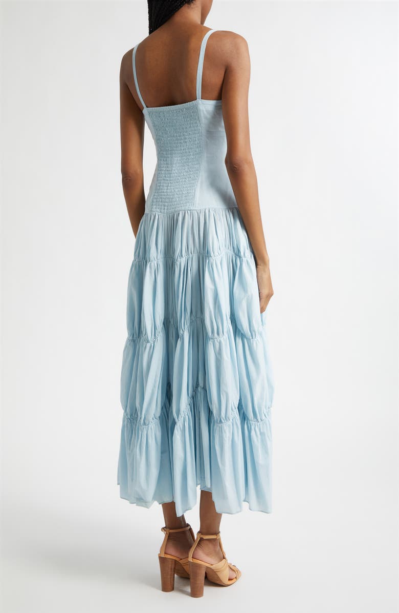 Ulla Johnson Emmalina Sweetheart Neck Tiered Midi Dress, Alternate, color, Adriatic