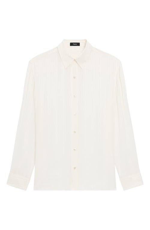 Theory Tonal Stripe Button-up Shirt In White