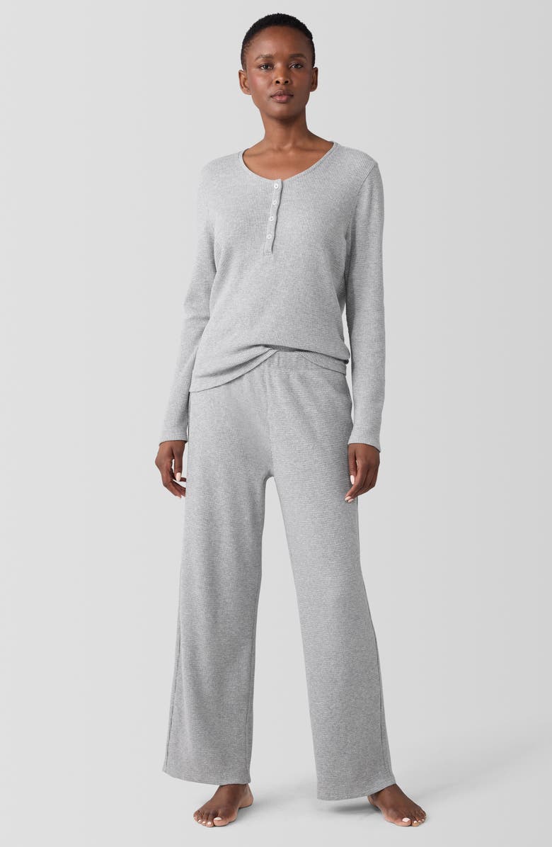 EILEEN FISHER SLEEP Organic Cotton Waffle Knit Straight Ankle Pants, Alternate, color,