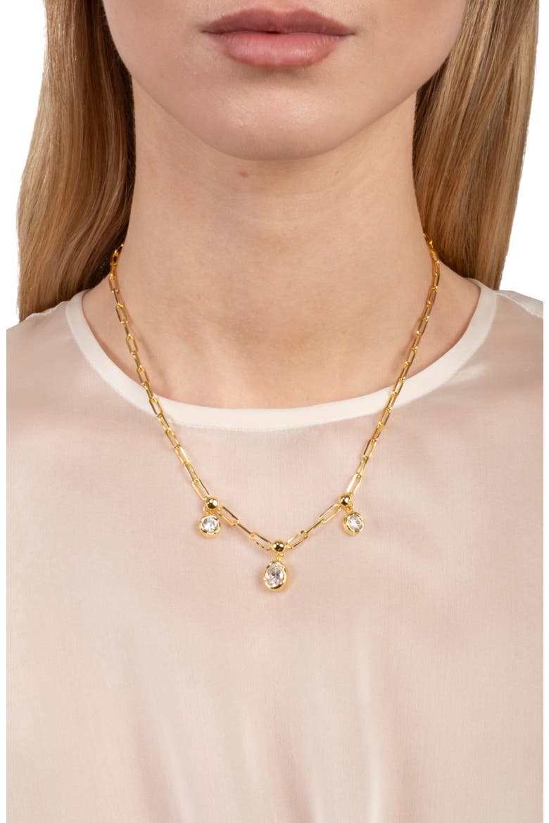 Asterales Petite Triple Cubic Zirconia Drop Necklace, Alternate, color, STONES