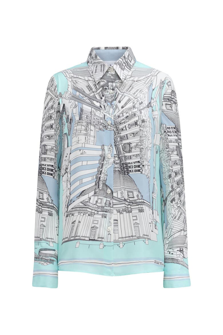 CAMERON Rome scarf shirt White, Main, color, Blue