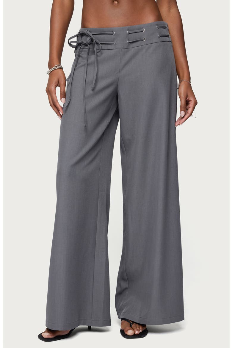WIllard Baggy Belted Lace-Up Pants, Main, color, DARK-GRAY