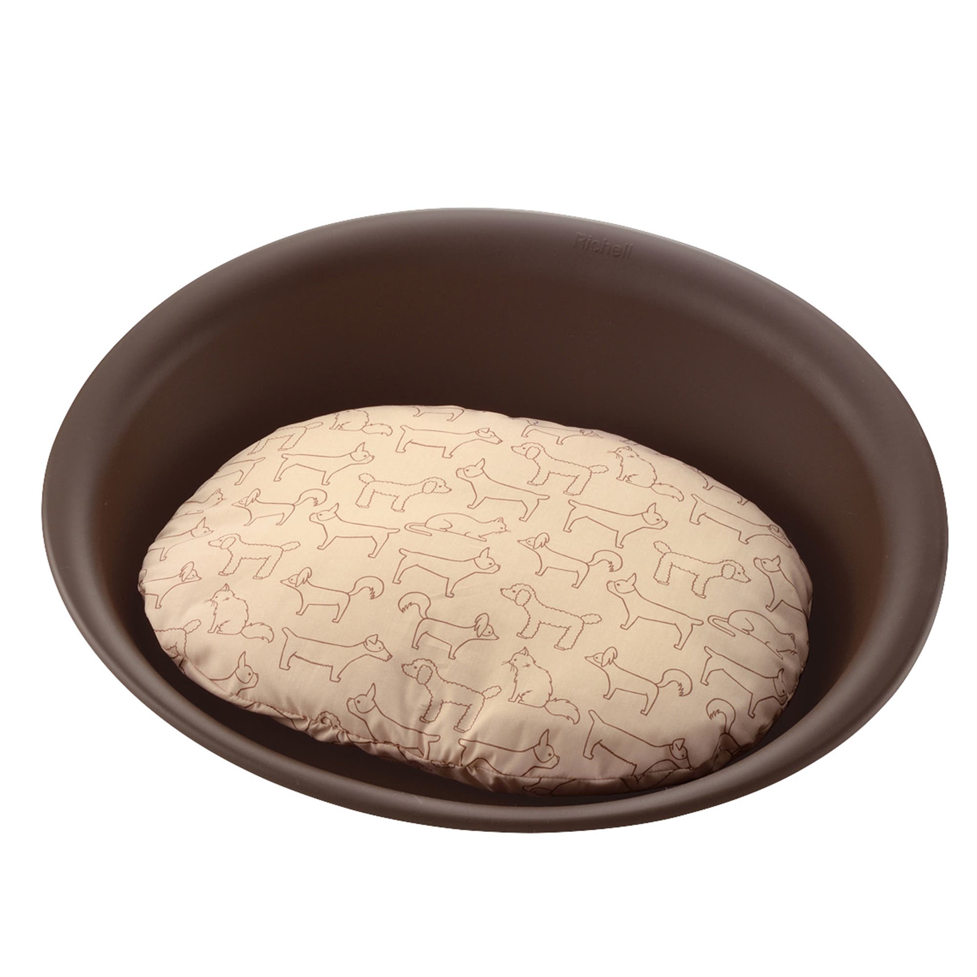 Richell Oval Pet Bed, Medium in Brown 
