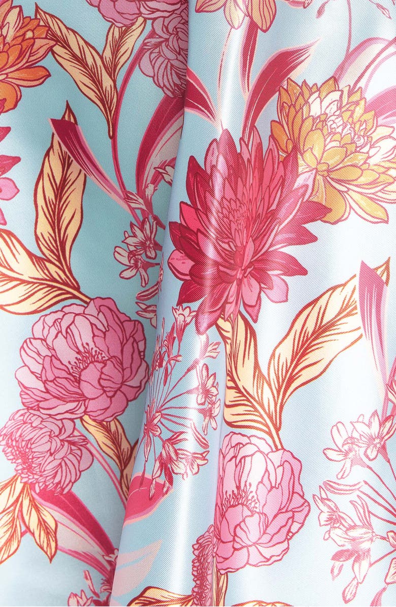 FLYING TOMATO Floral Satin Midi Dress, Alternate, color, Light Blue