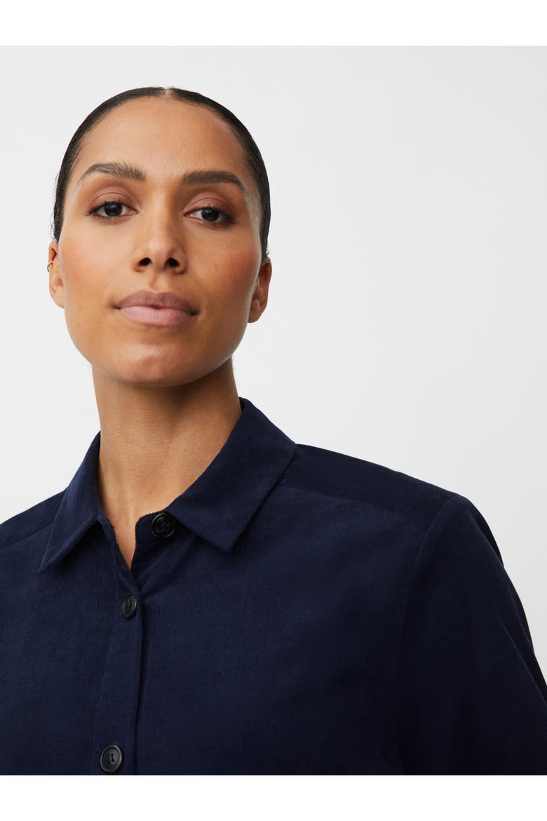 Long Sleeve Collared Velvet Shirt, Alternate, color, Navy Blazer