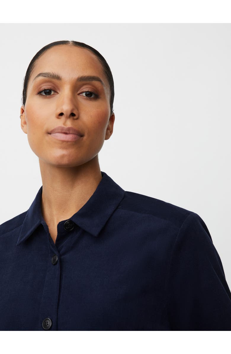 Masai Copenhagen Long Sleeve Collared Velvet Shirt, Alternate, color, Navy Blazer