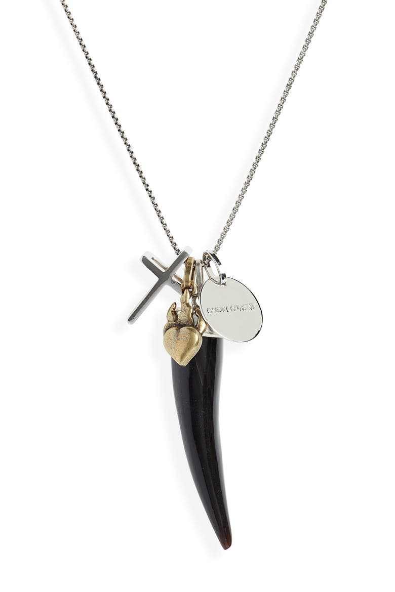 Charm Pendant Necklace, Alternate, color, GOLD OFFICIER/ NOIR