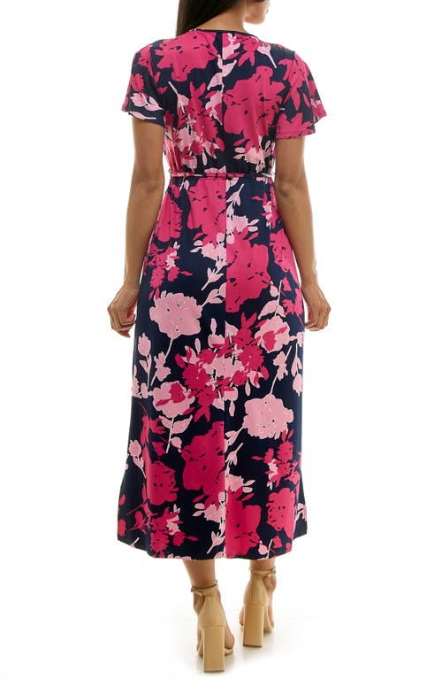 Nina Leonard Tie Waist Maxi Dress In Multi