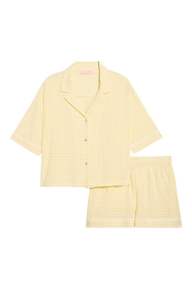 Seersucker Gingham Boxer Pajamas, Alternate, color, SUNSHINE BUTTER