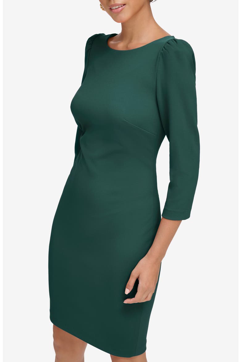 Scuba Crepe Three-Quarter Sleeve Sheath Dress, Alternate, color, MALACHITE