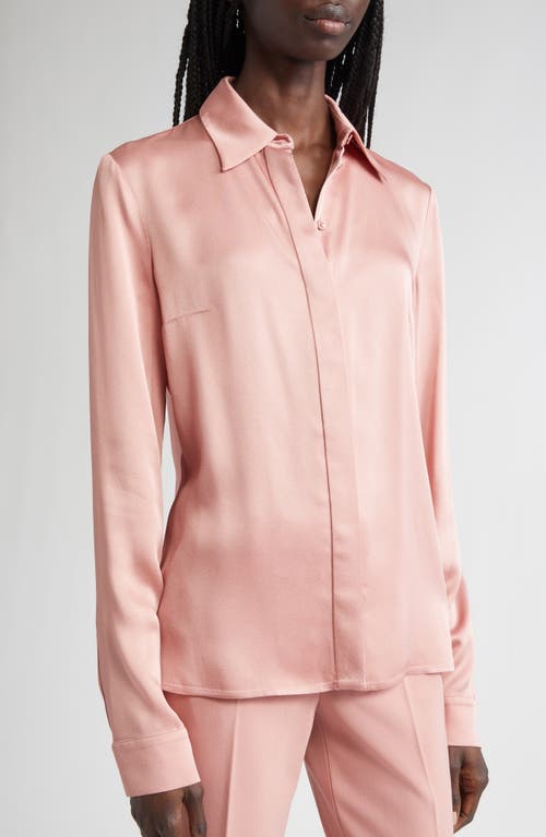 Michael Kors Collection Hansen Charmeuse Button-up Shirt In Pink