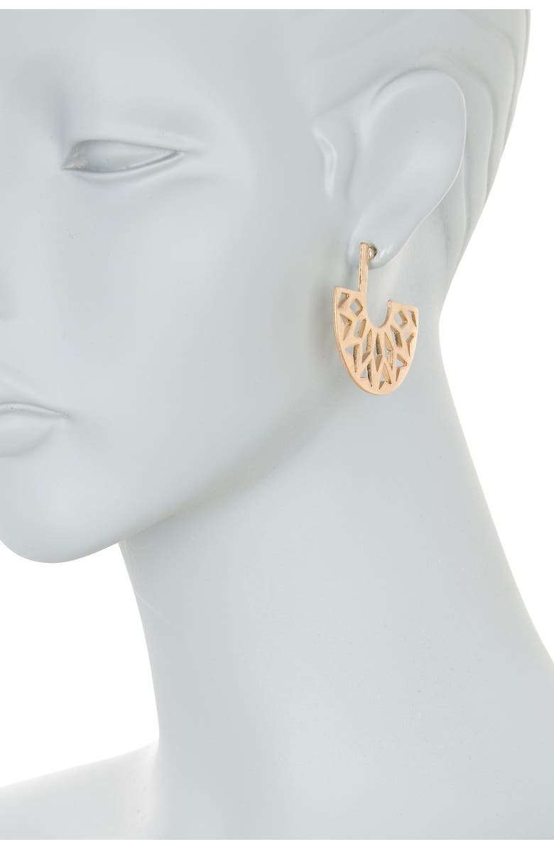 Area Stars Brushed Half Circle Geometric Cutout Earrings, Alternate, color,