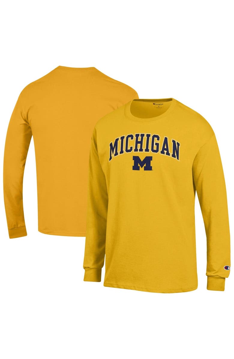 Champion Men's Champion  Maize Michigan Wolverines Arch Over Logo Long Sleeve T-Shirt, Alternate, color, Maize
