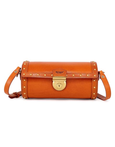 Oranda Genuine Leather Structured Barrel Bag