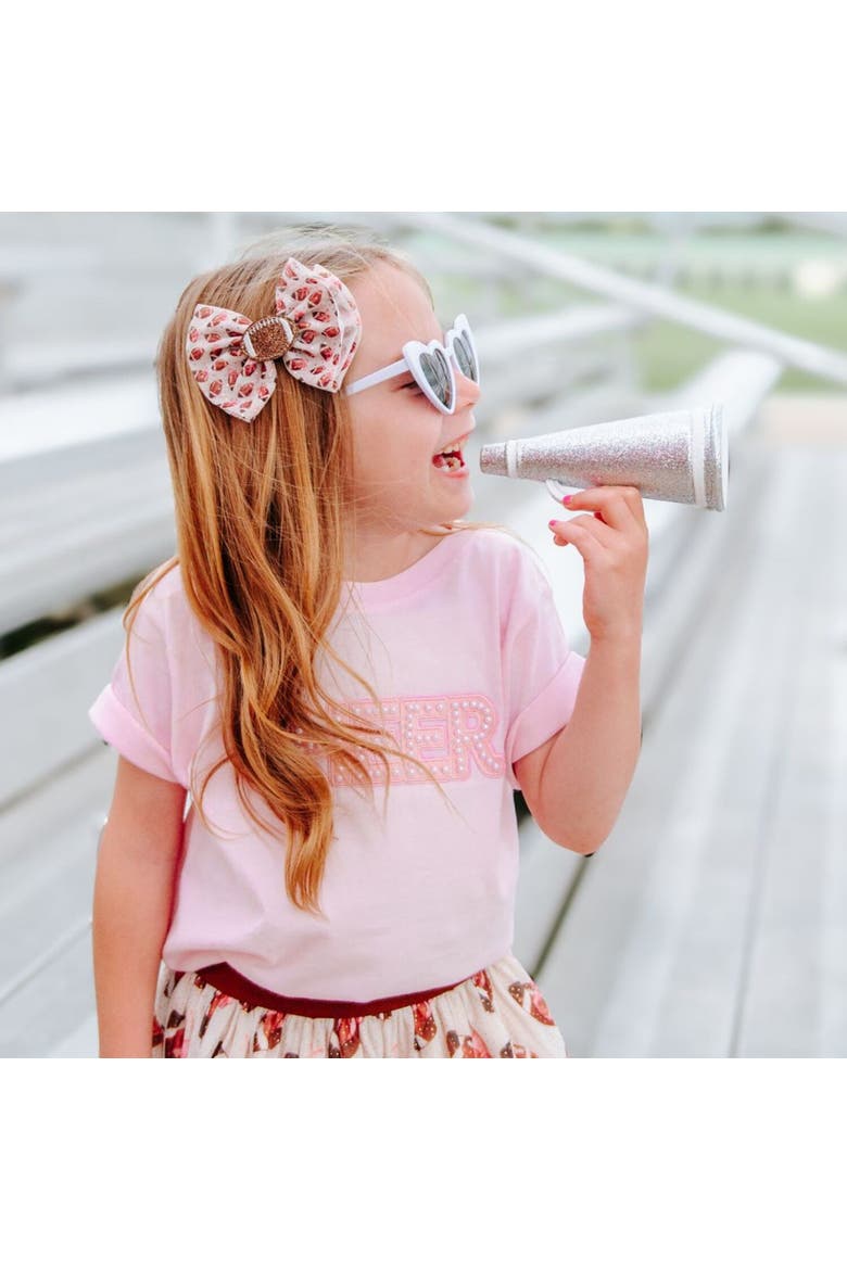 Cheer Pearl Patch Short Sleeve T-Shirt, Alternate, color, Ballet Pink
