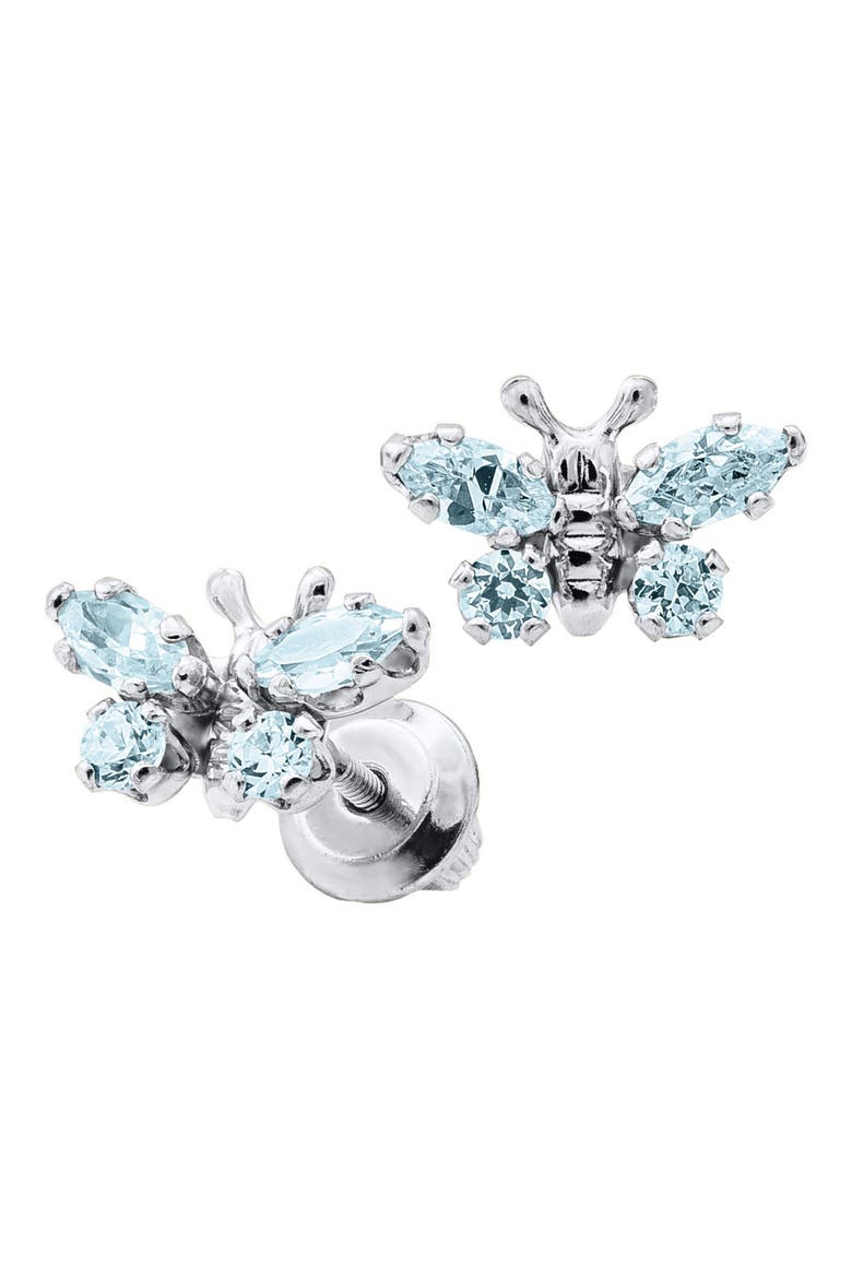 Butterfly Birthstone Sterling Silver Earrings, Alternate, color, MARCH