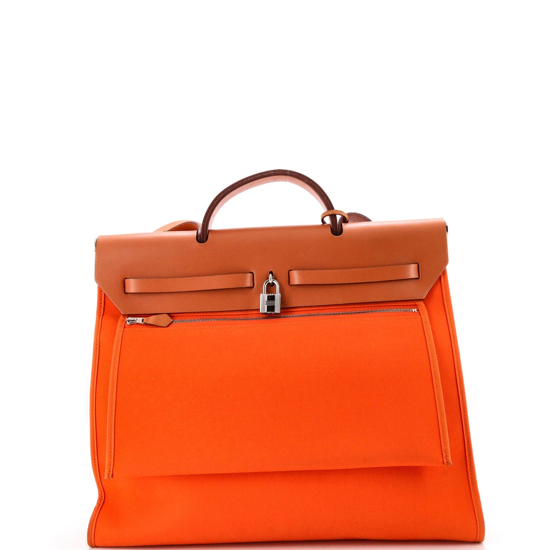 Herbag Zip Leather and Toile 39, Alternate, color, Orange