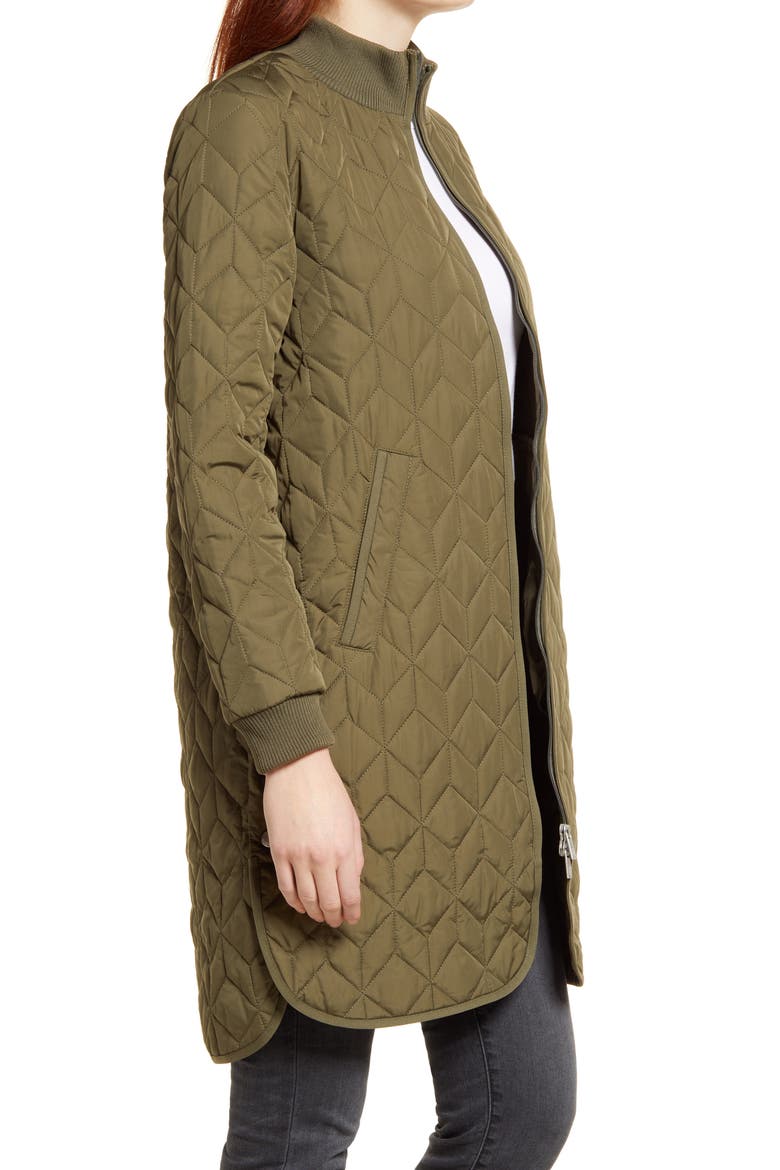 Isle Jacobsen Long Quilted Jacket, Alternate, color, ARMY