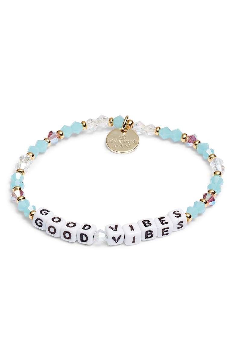 Little Words Project Good Vibes Beaded Stretch Bracelet, Main, color,