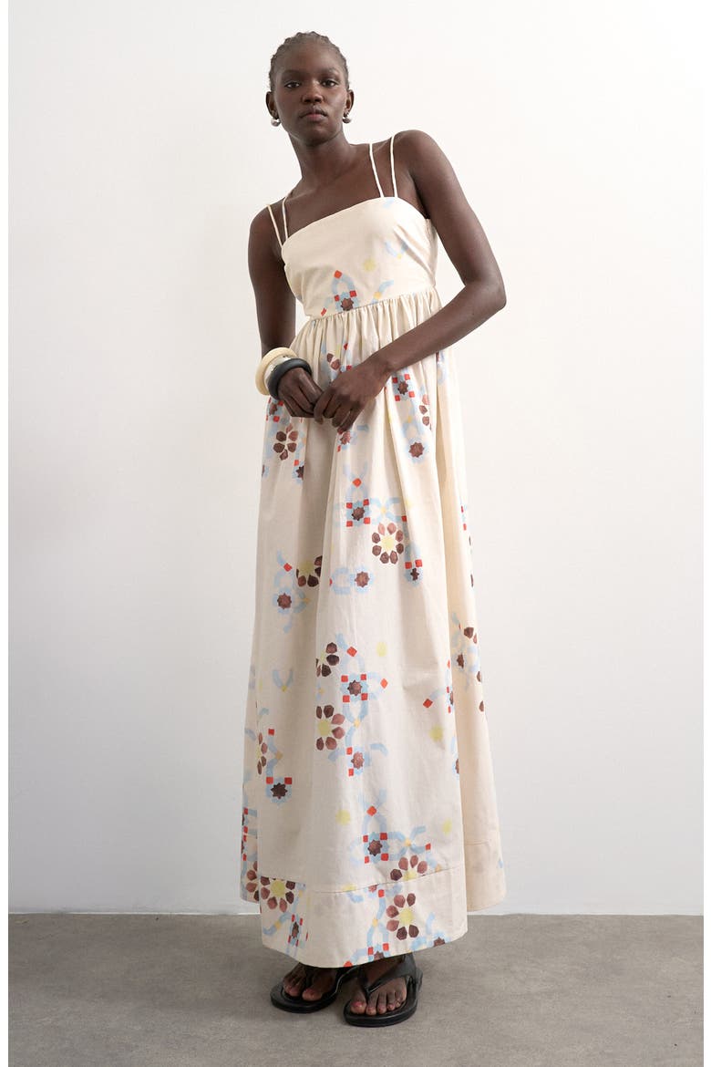 Strappy Open Back Cotton Poplin Dress, Main, color, BEIGE