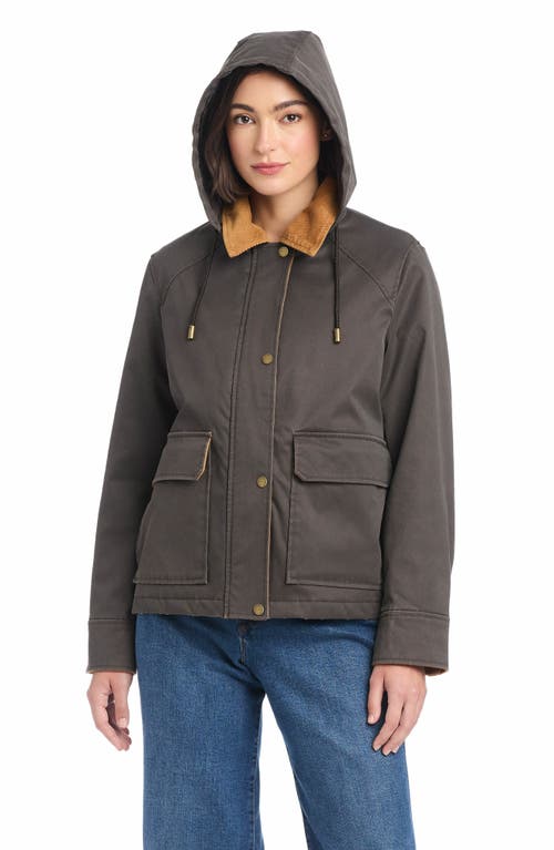 Sanctuary Hooded Waxed Jacket In Brown
