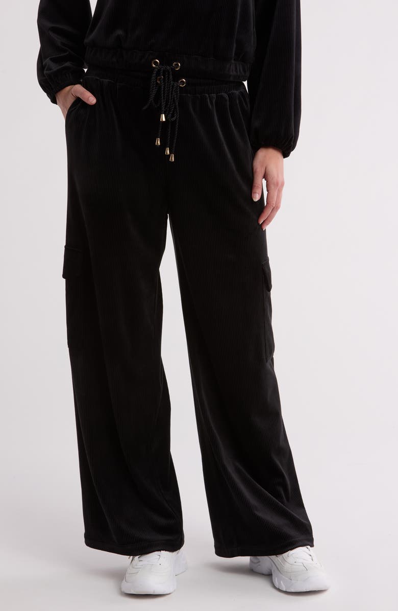 Gemma + Jane Wide Leg Corduroy Pants, Main, color, Black