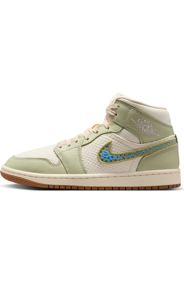Jordan Air Jordan 1 Mid SE Basketball Sneaker, Alternate, color, Olive Aura/ Blue/ Pearl White