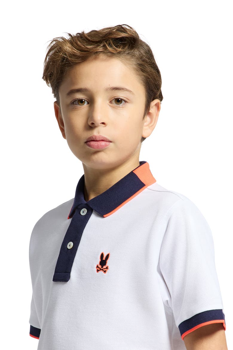 Kids' Thatcher Tipped Cotton Piqué Polo, Alternate, color, WHITE