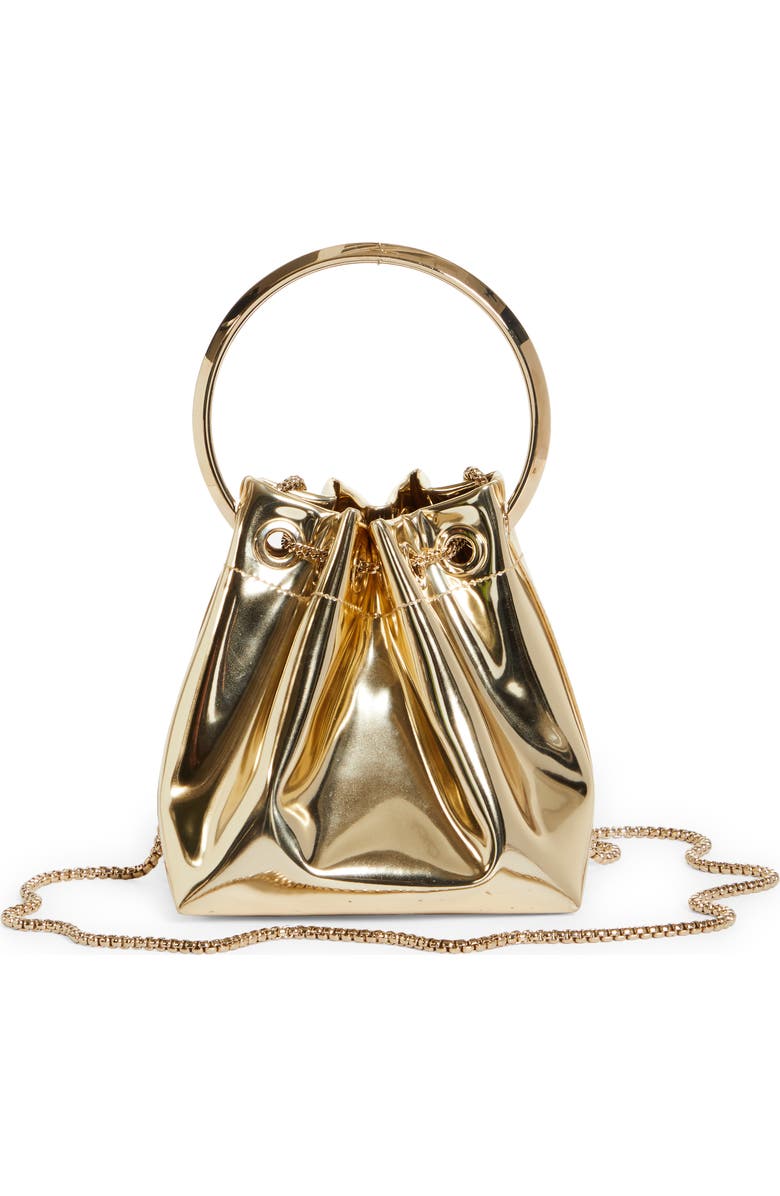 Jimmy Choo Bon Bon Mirror Fabric Top Handle Bag, Alternate, color, Gold