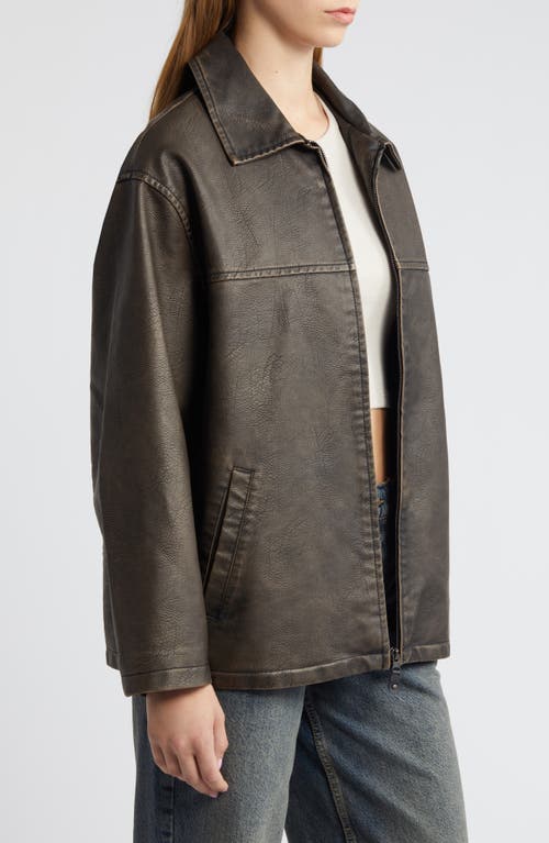 Bdg Urban Outfitters Faux Leather Aviator Jacket In Brown