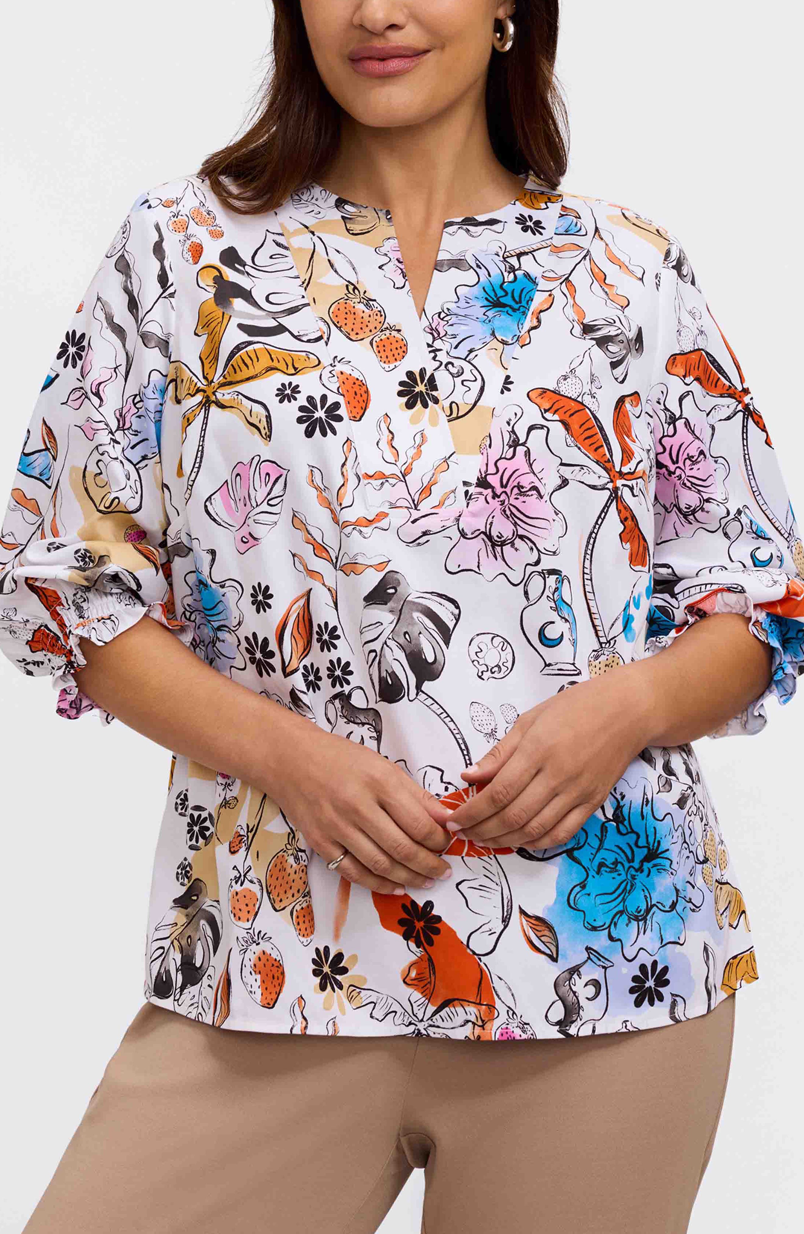 Alicia Floral Cotton Popover Top