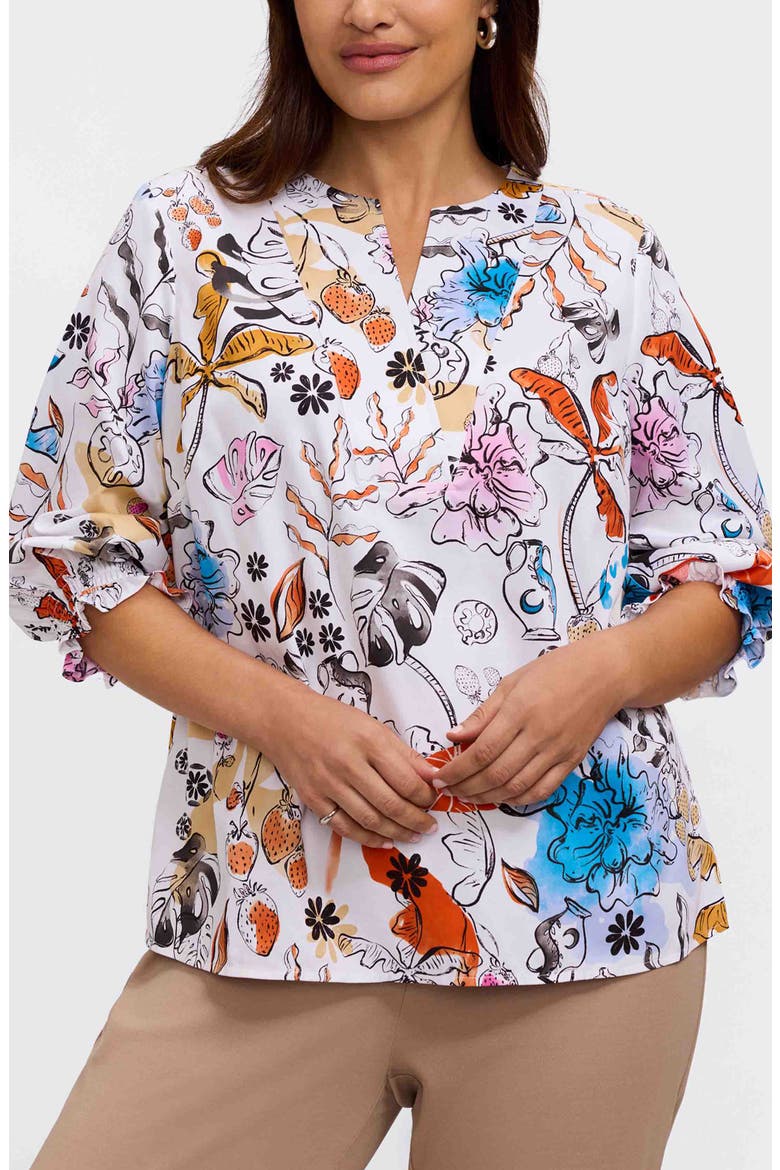 Alicia Floral Cotton Popover Top, Main, color, ORANGE MULTI