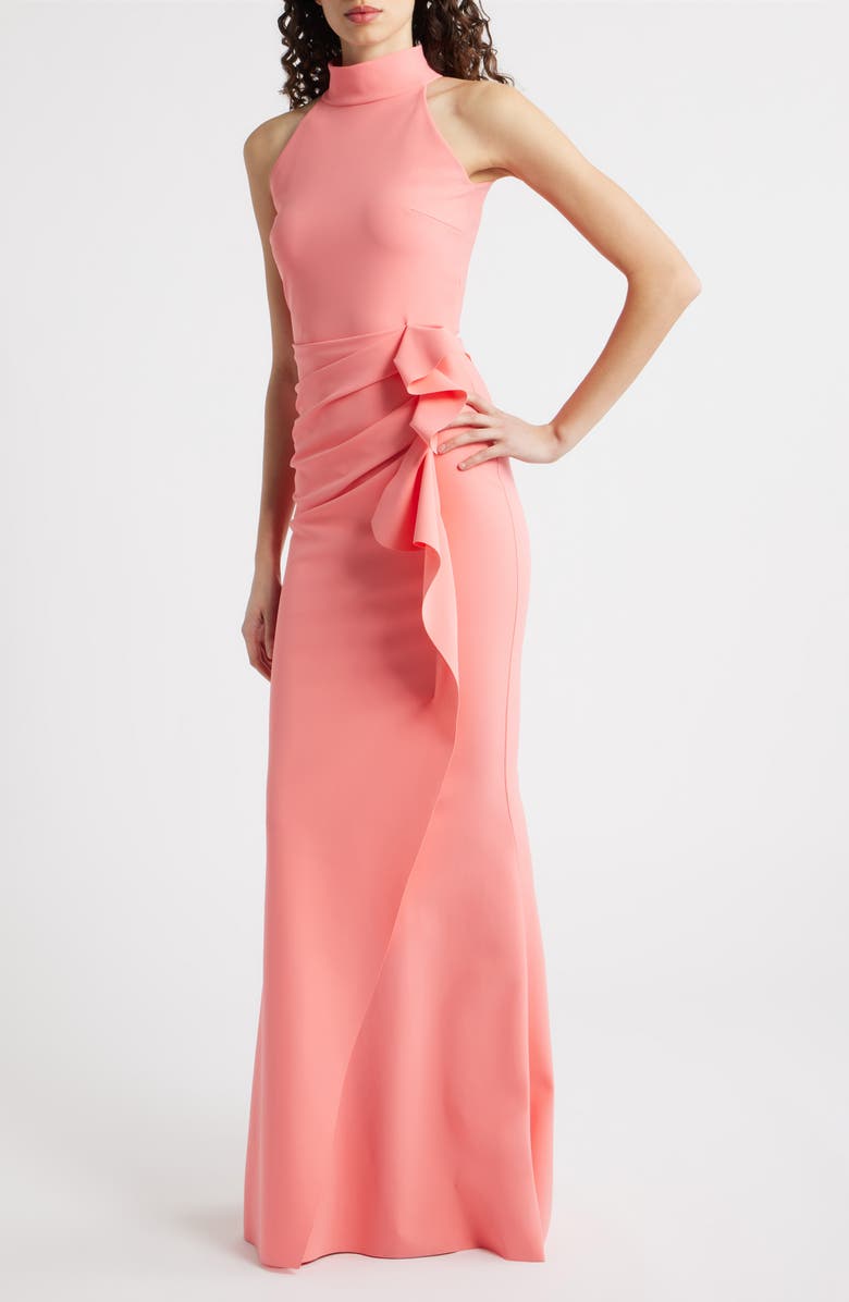 Chiara Boni La Petite Robe Gudrum High Neck Trumpet Gown, Main, color, Sorbet