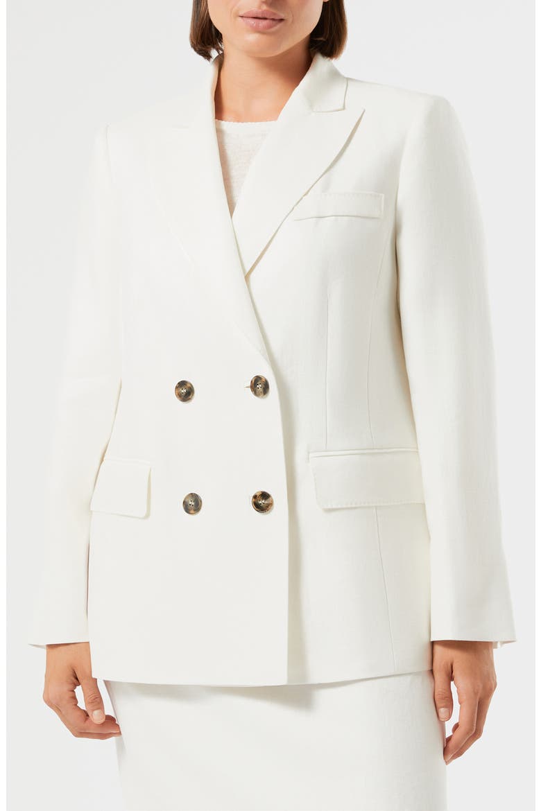 Nebbia Double Breasted Linen Jacket, Main, color, WHITE