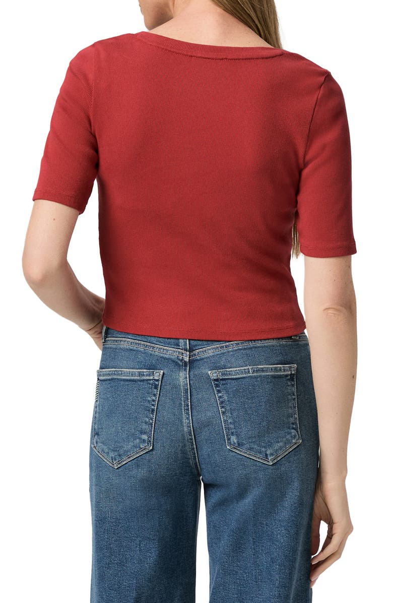 PAIGE Evette Short Sleeve Button-Up Sweater, Alternate, color, Carmine Red