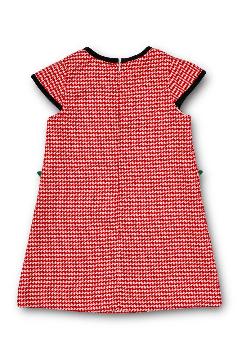 Houndstooth Dress With Flowers, Alternate, color, Red and White Plaid