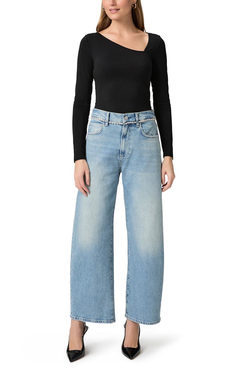 PAIGE Arellia Rhinestone Detail High Waist Wide Leg Ankle Jeans, Alternate, color, Cosmic Embellished