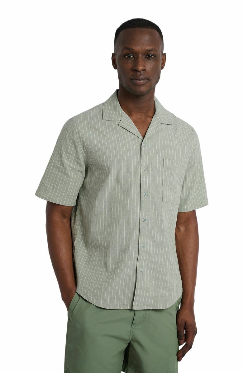 Onia Stretch Yarn Dyed Vacation Shirt, Alternate, color, Sage