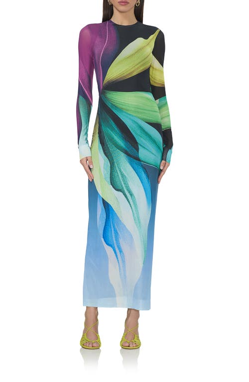 AFRM AFRM DIDI PRINTED LONG SLEEVE MESH MAXI DRESS 