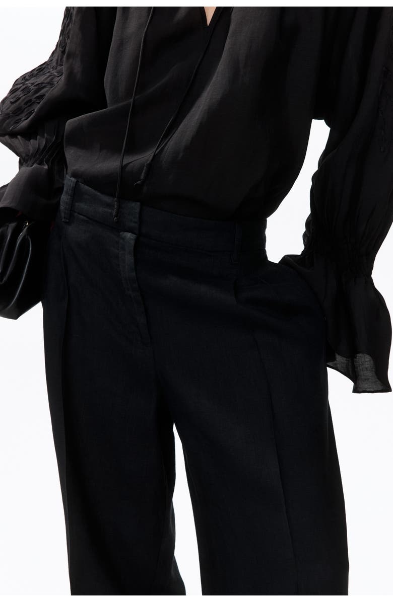 H&M Tailored Linen Trousers, Alternate, color, Black