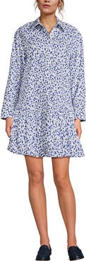 Lands' End Flounce Button Front Shirt Dress