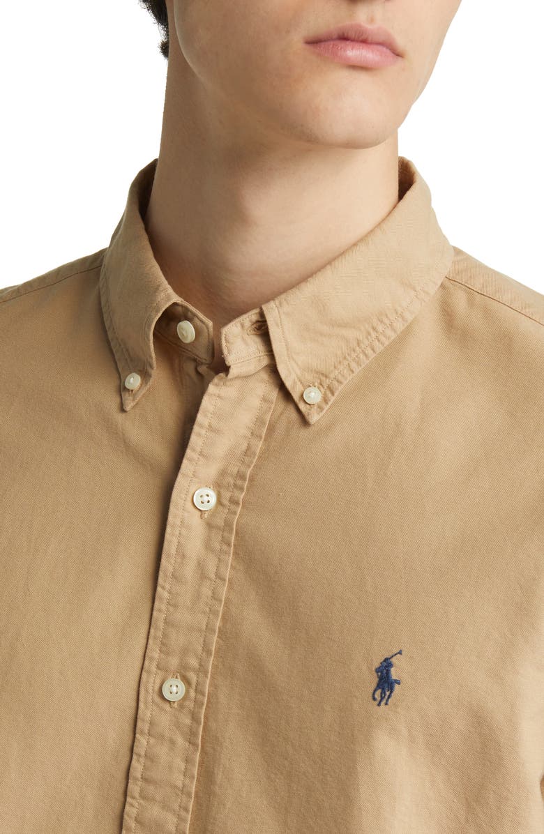 Polo Ralph Lauren Classic Fit Garment Dyed Cotton Button-Down Oxford Shirt, Alternate, color, Surrey Tan