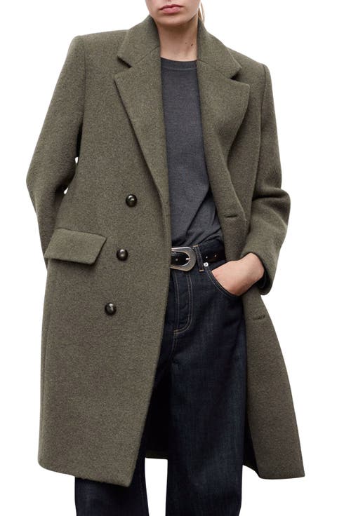 Double Breasted Wool Blend Coat