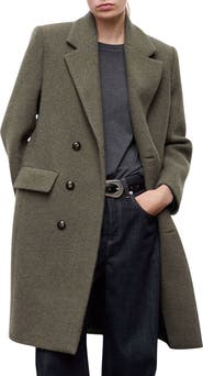 MANGO Double Breasted Wool Blend Coat