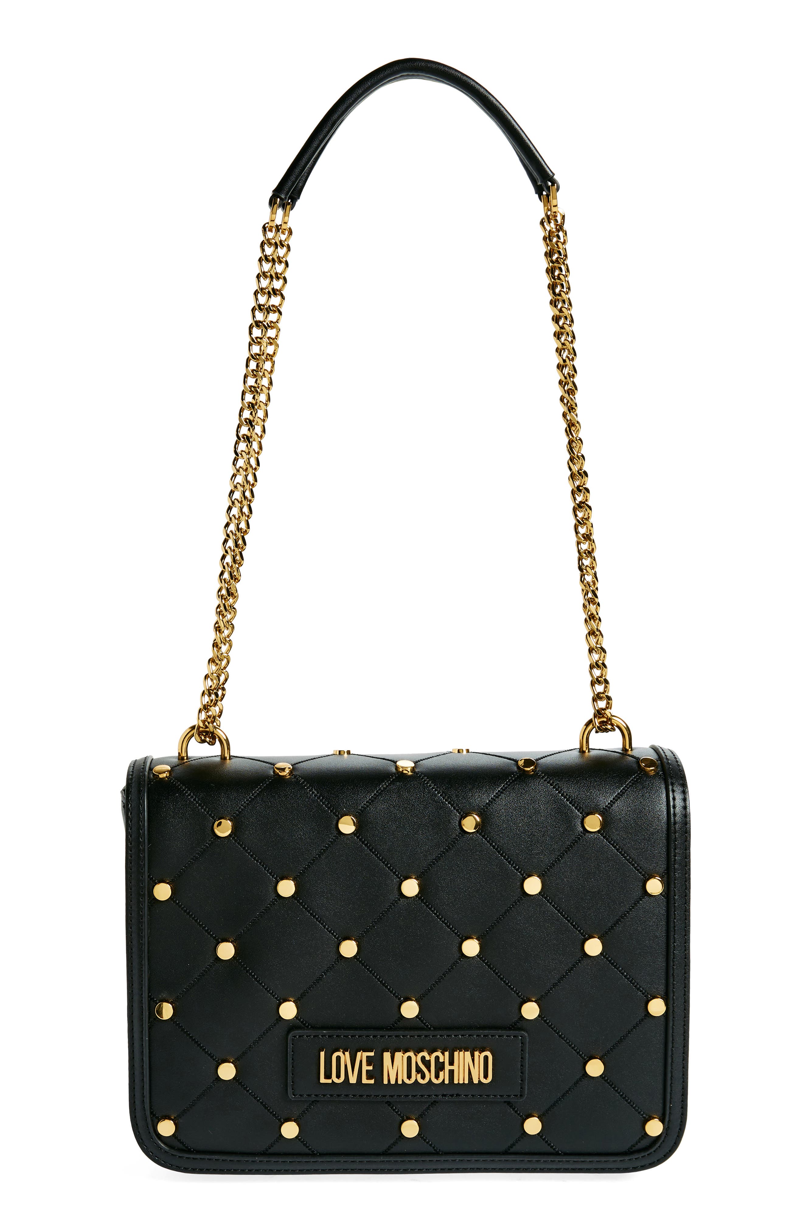 Love Moschino Studded Quilted Shoulder Bag, Main, color, 