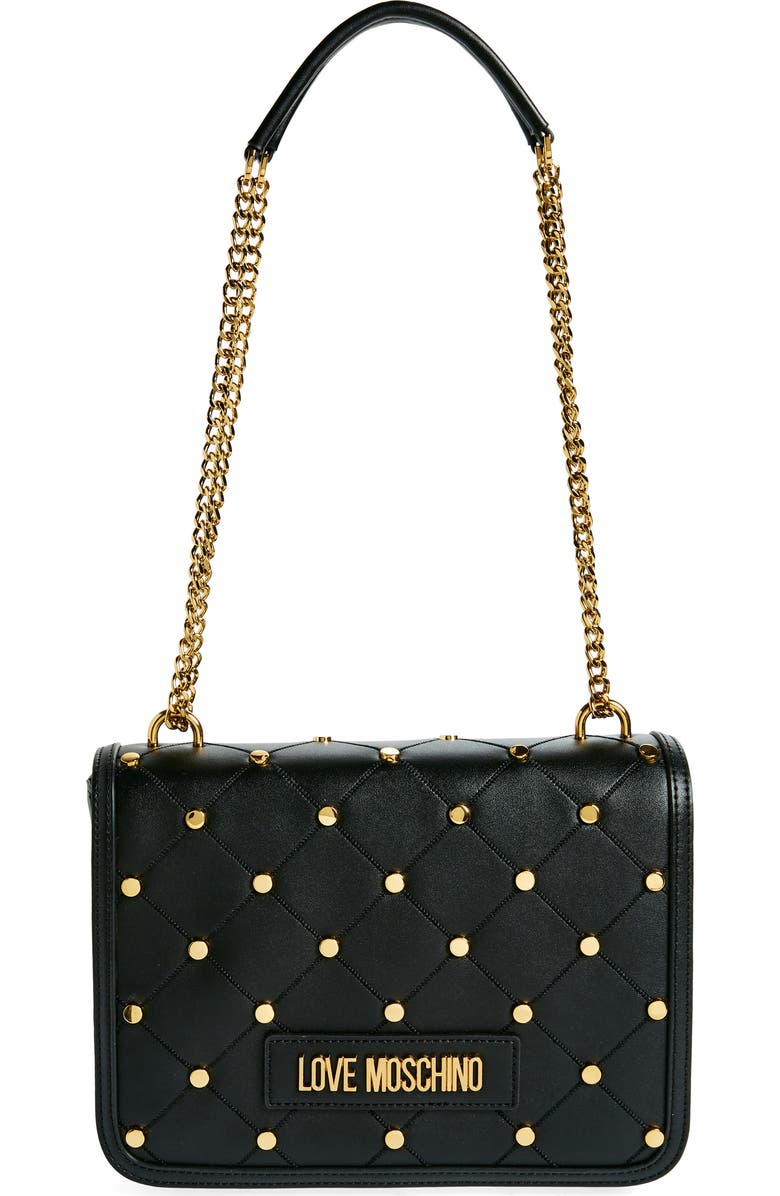 Love Moschino Studded Quilted Shoulder Bag, Main, color,